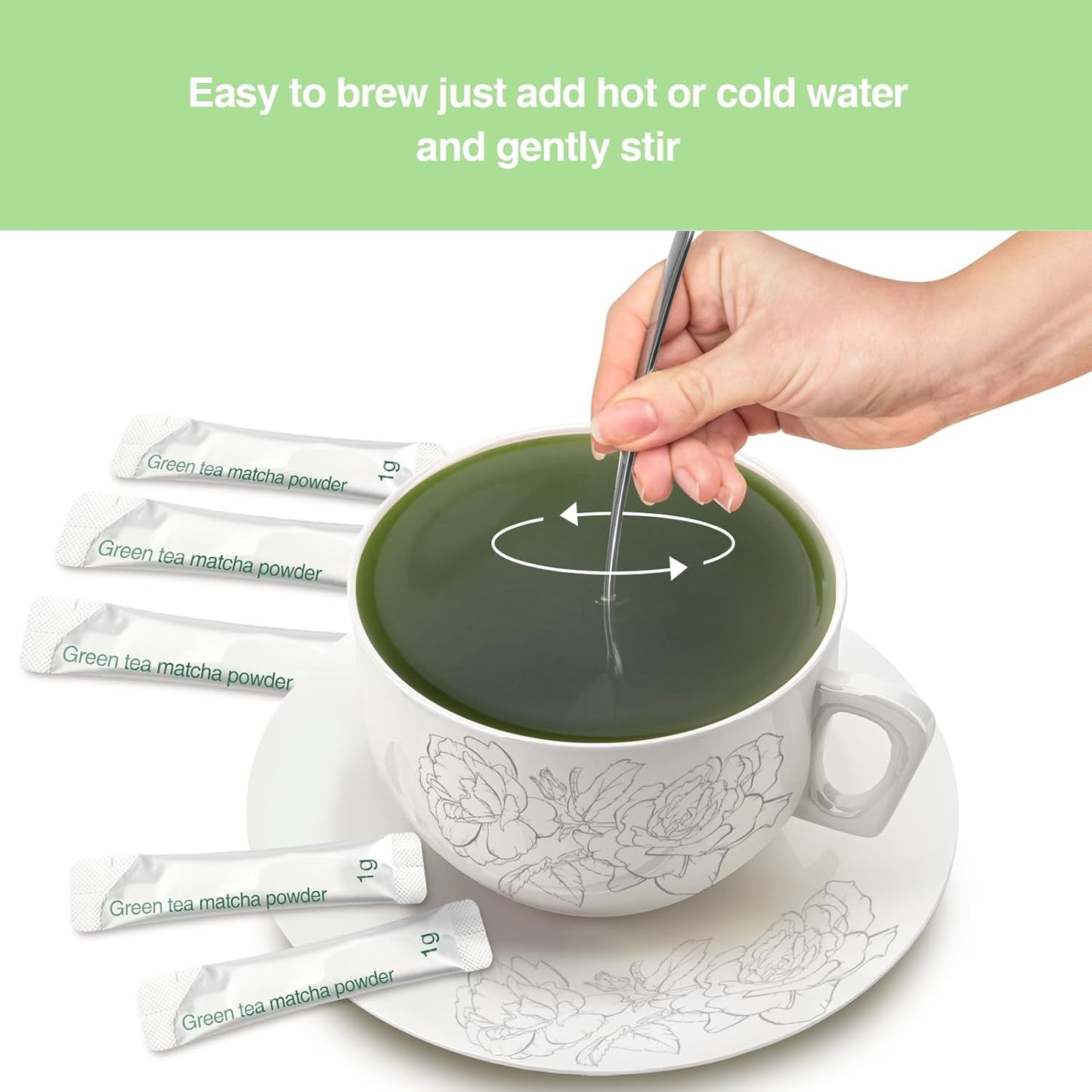 Taiping HK Green Matcha Tea 10 Single Serve Stick Packs For Cooking, Baking, Latte, Smoothie, Hot & Iced Drinks - Antioxidant-Rich, Helps Support Digestive Health - Unsweetened,Vegan(10 Count)