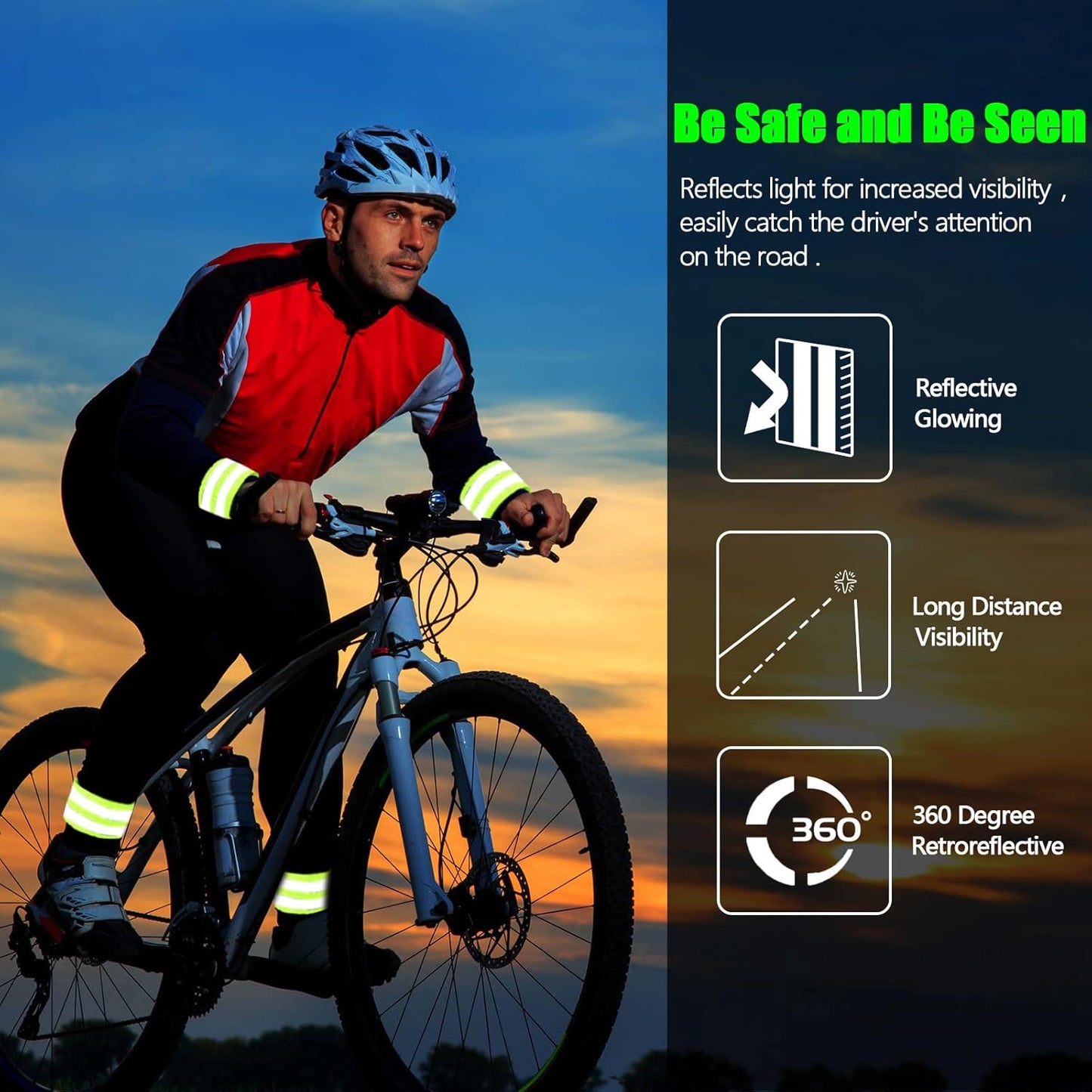Saintrygo 6 Pcs Reflective Sash for Walking at Night Reflective Strap Arm Band High Visibility Belt Safety Ankle Strap for Visibility Vest Clothing Running Gear