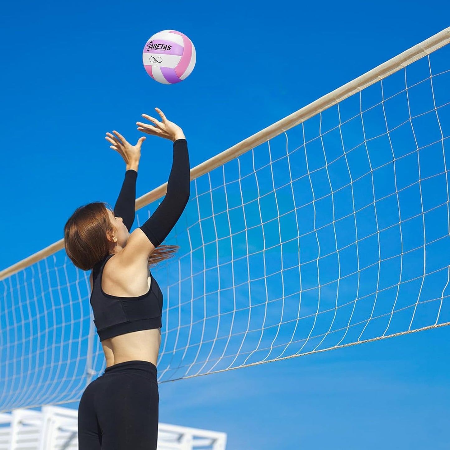 Beach/Water/Sand Volleyballs, Outdoor/Indoor Official Size, Soft Touch Volleyball for Beginners, Cute Volley Ball for Girls/Kids/Youth, Ideal Gifts with Pump for Backyard, Pool, Middle School