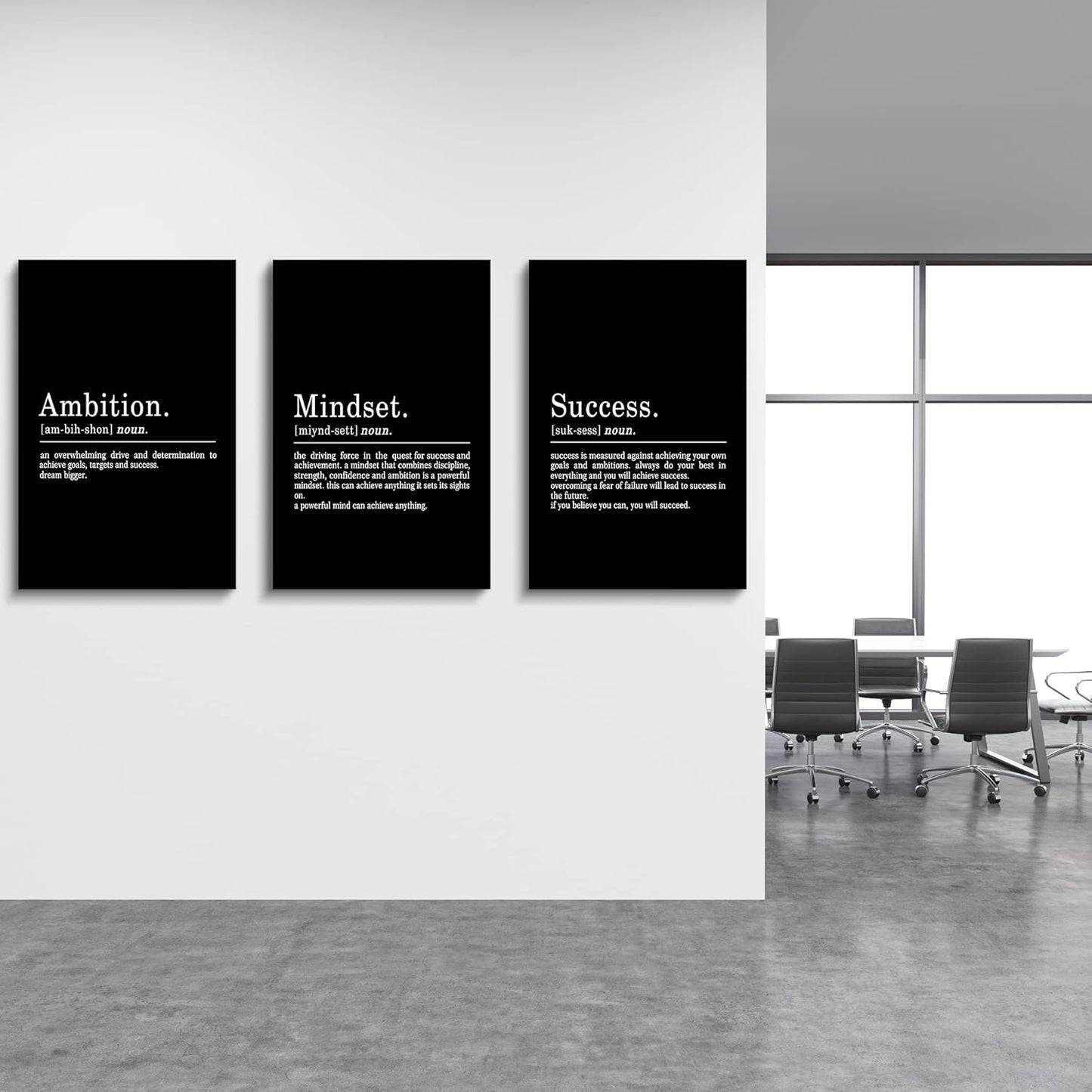 Inspirational Canvas Painting Wall Art -EPHANY ART, Motivational Wall Art Success Framed Entrepreneur Poster Positive Quotes Wall Poster for Home Office Workplace (M-3pcs,16x24inchx3pcs)