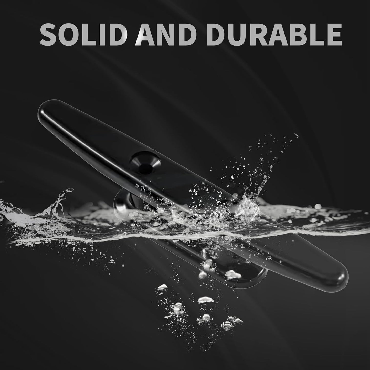 Nylon Boat Cleats Black, 4"/5"/6"/8", Marine Grade Dock Cleats for Rope, Kayak, Mooring, Canoe, Maritime Decor, Tie Down