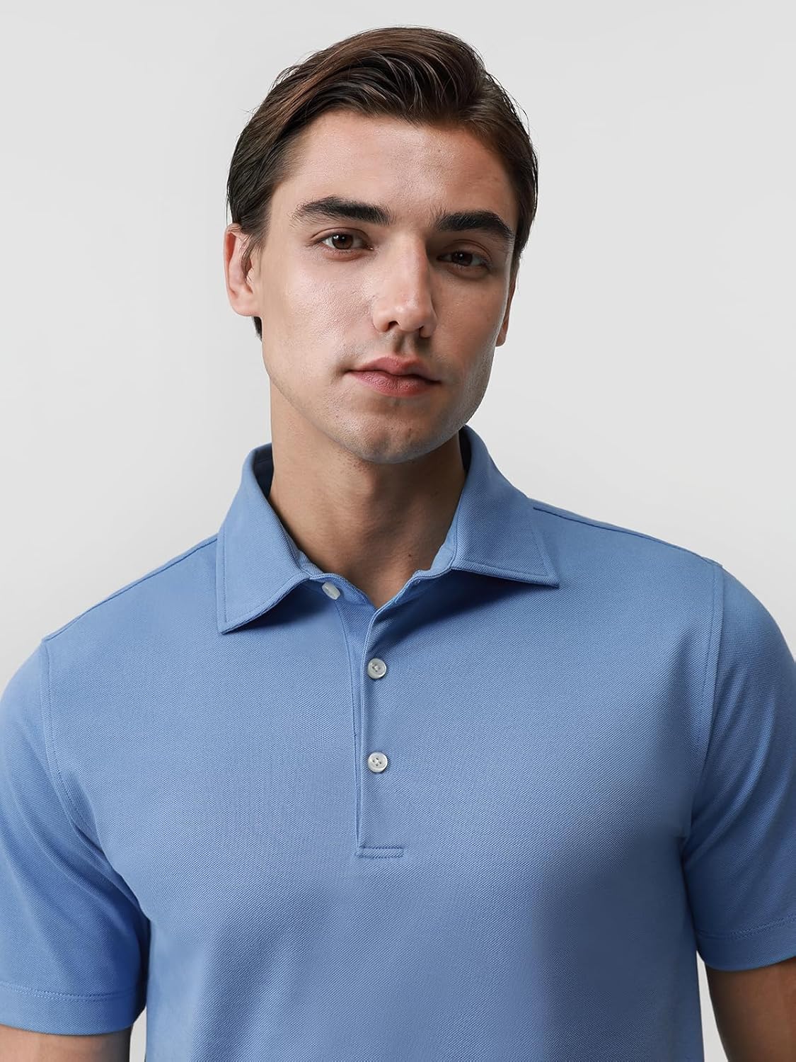 BCI Cotton Blend Pique Polo Shirts for Men Short Sleeve Tops Comfort Split Hem with 3-Color Tape