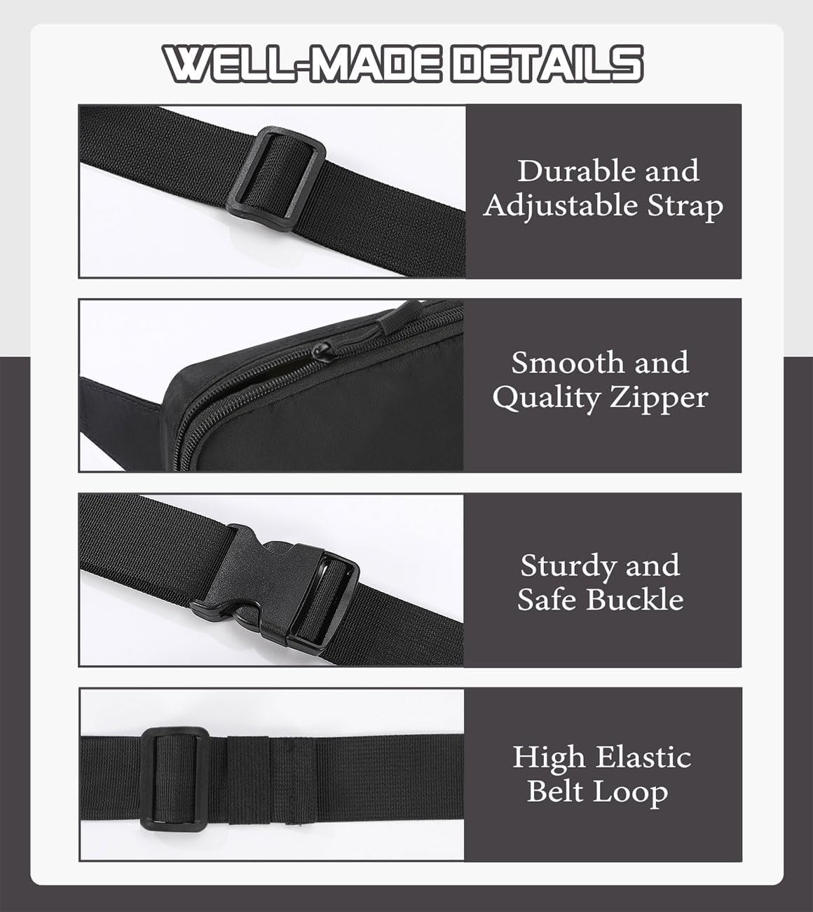 MoKo Fanny Packs for Women Men, Fashion Running Waist Packs, Crossbody Mini Bag Fanny Pack Belt Bag with Adjustable Strap for Running Outdoors Workout Travel Hiking Cycling