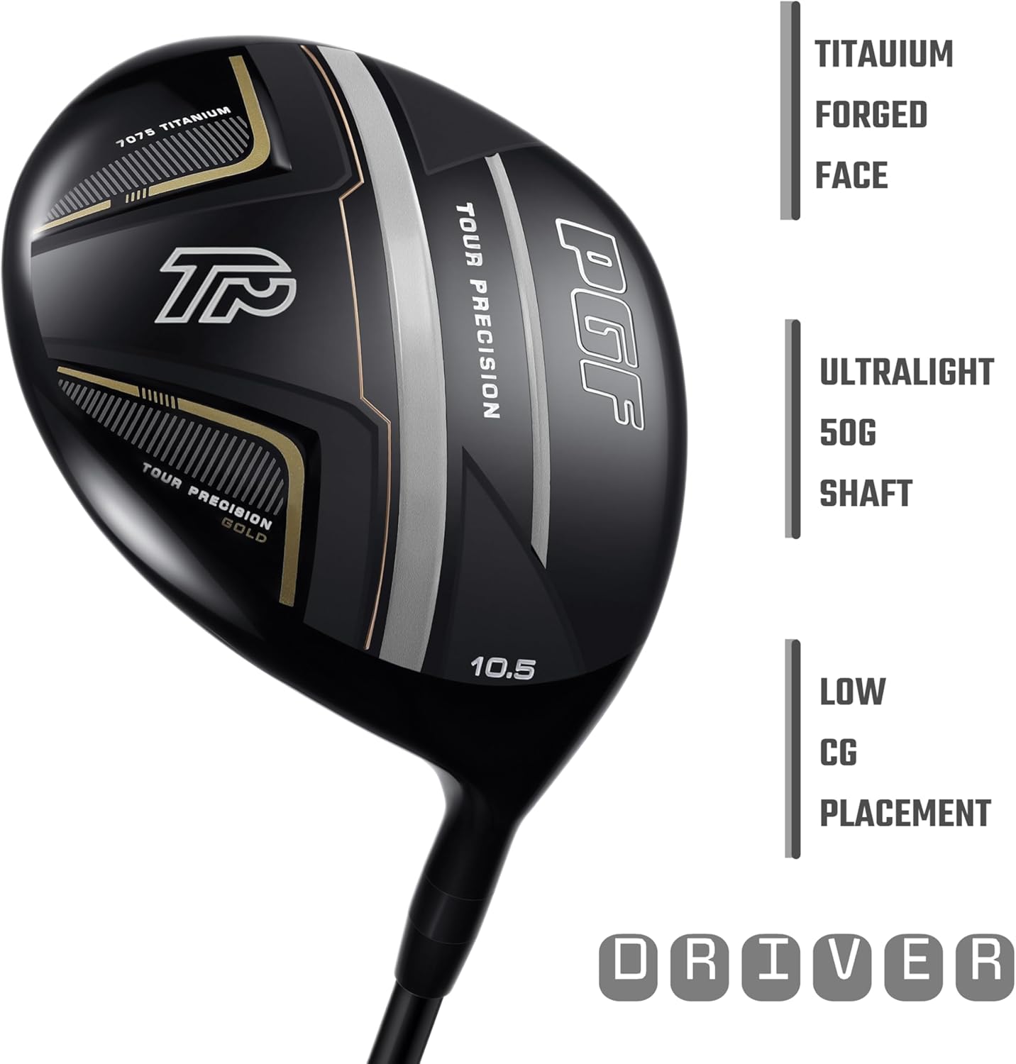 PGF Men's Gold TP Complete Golf Club Package Set [17-Pieces]