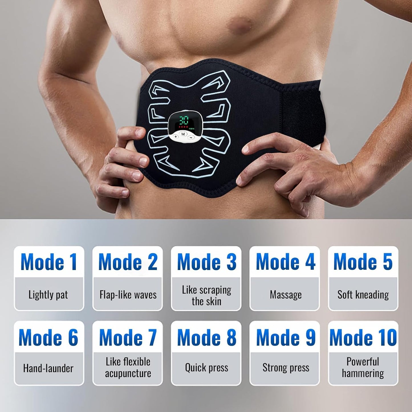 Abs Stimulator, EMS Muscle Stimulator for Gym Home Office, Abdominal Toning Belt Electric Ab Stimulator for Men Women