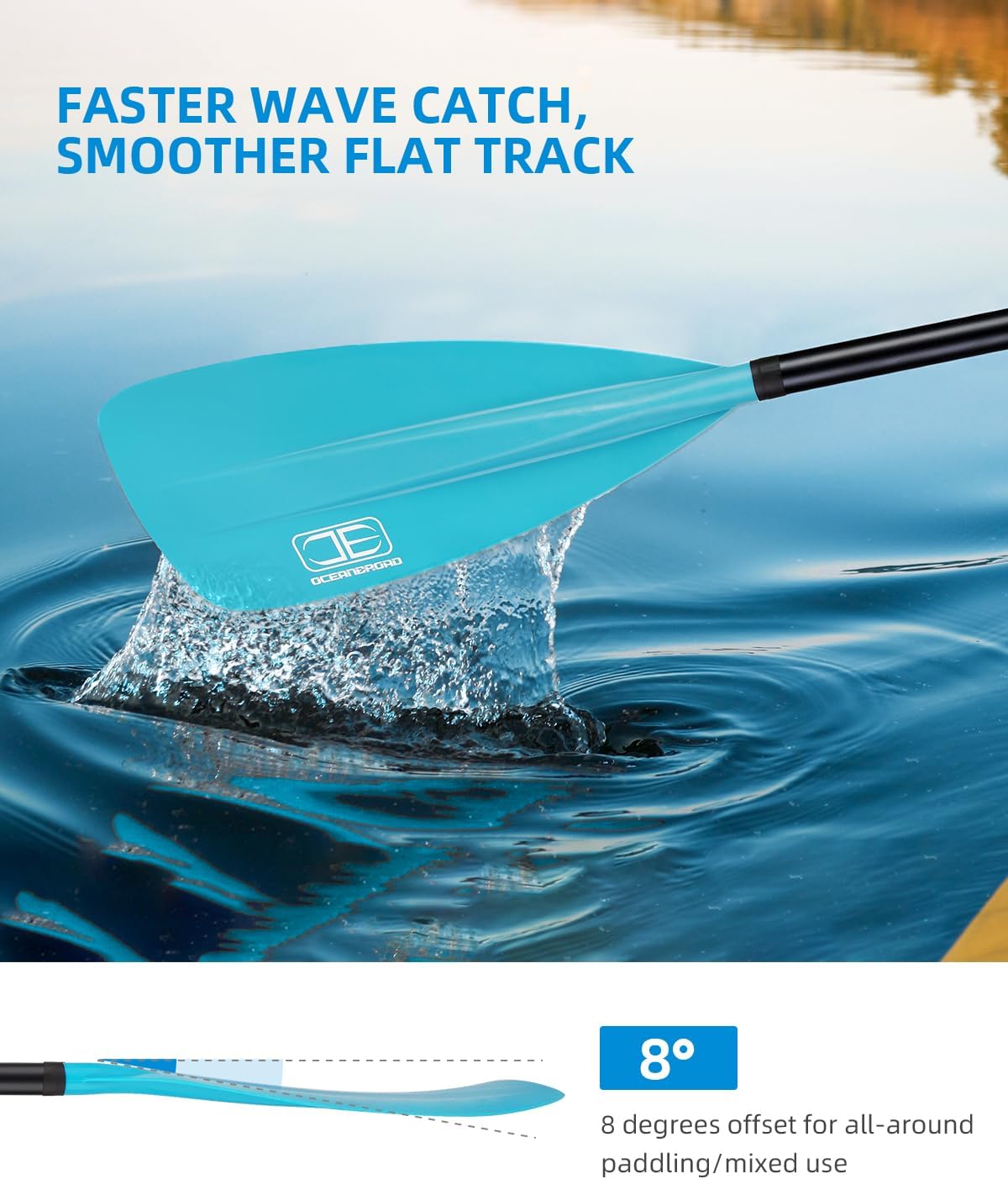 OCEANBROAD SUP Paddle - Adjustable Stand-Up Paddle for Paddleboard Kayak, Adjustable Aluminum Alloy Shaft with Reinforced Nylon Blades