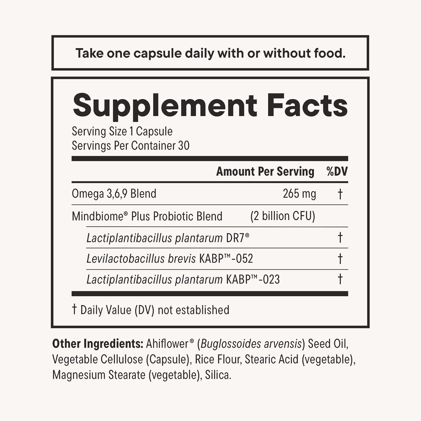 Nouri Daily Stress Support Probiotic for Women & Men | Supports Cortisol Management, Stress Relief, Mood, Digestion & Gut Health | 3 Clinically Studied Strains + Vegan Omega Oil | 30-Day Supply