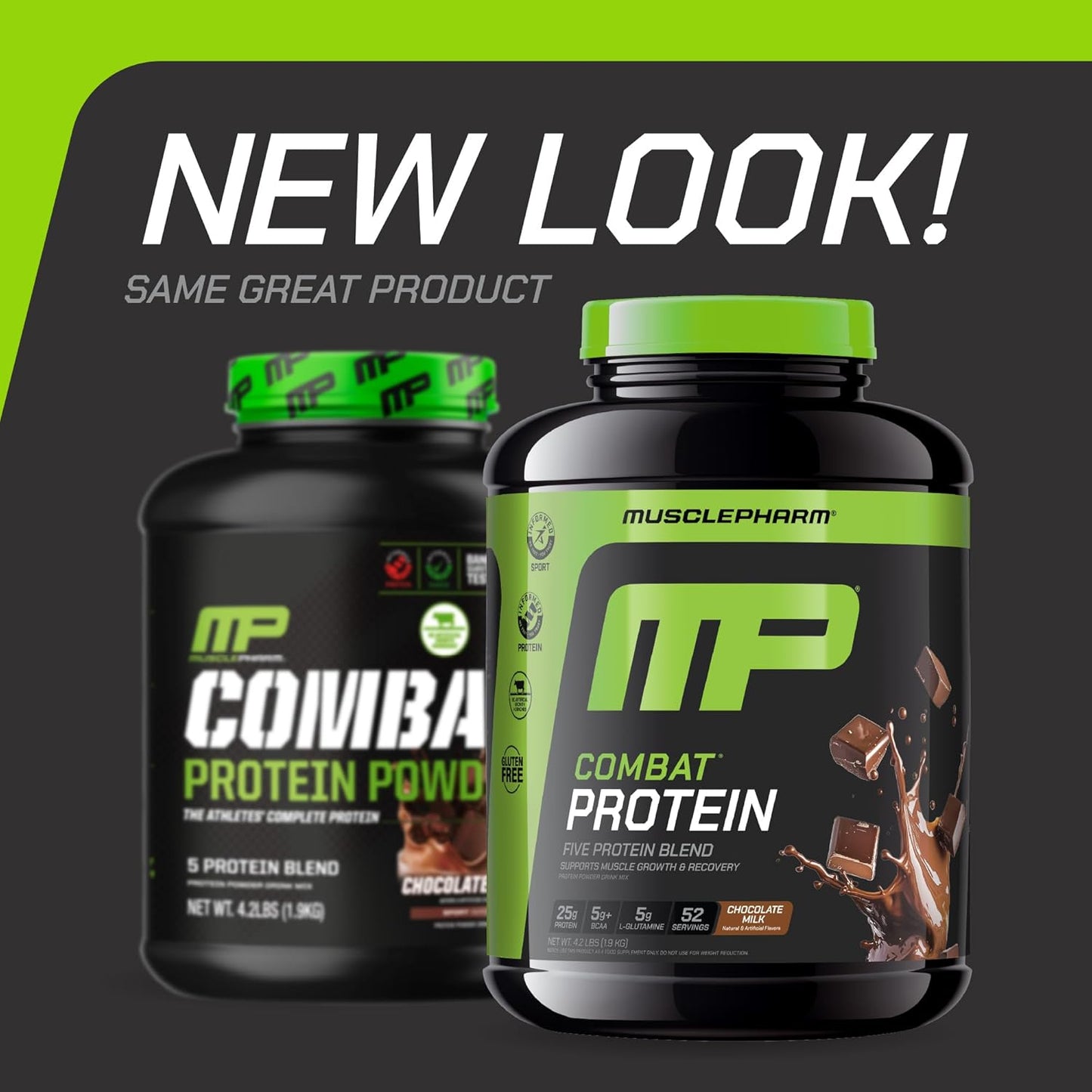 MusclePharm Combat Protein Powder, Chocolate Milk Flavor, Fuels Muscles for Productive Workouts, 5 Protein Sources including Whey Protein Isolate & Egg Albumin, Gluten Free, 4.2 lb, 52 Servings