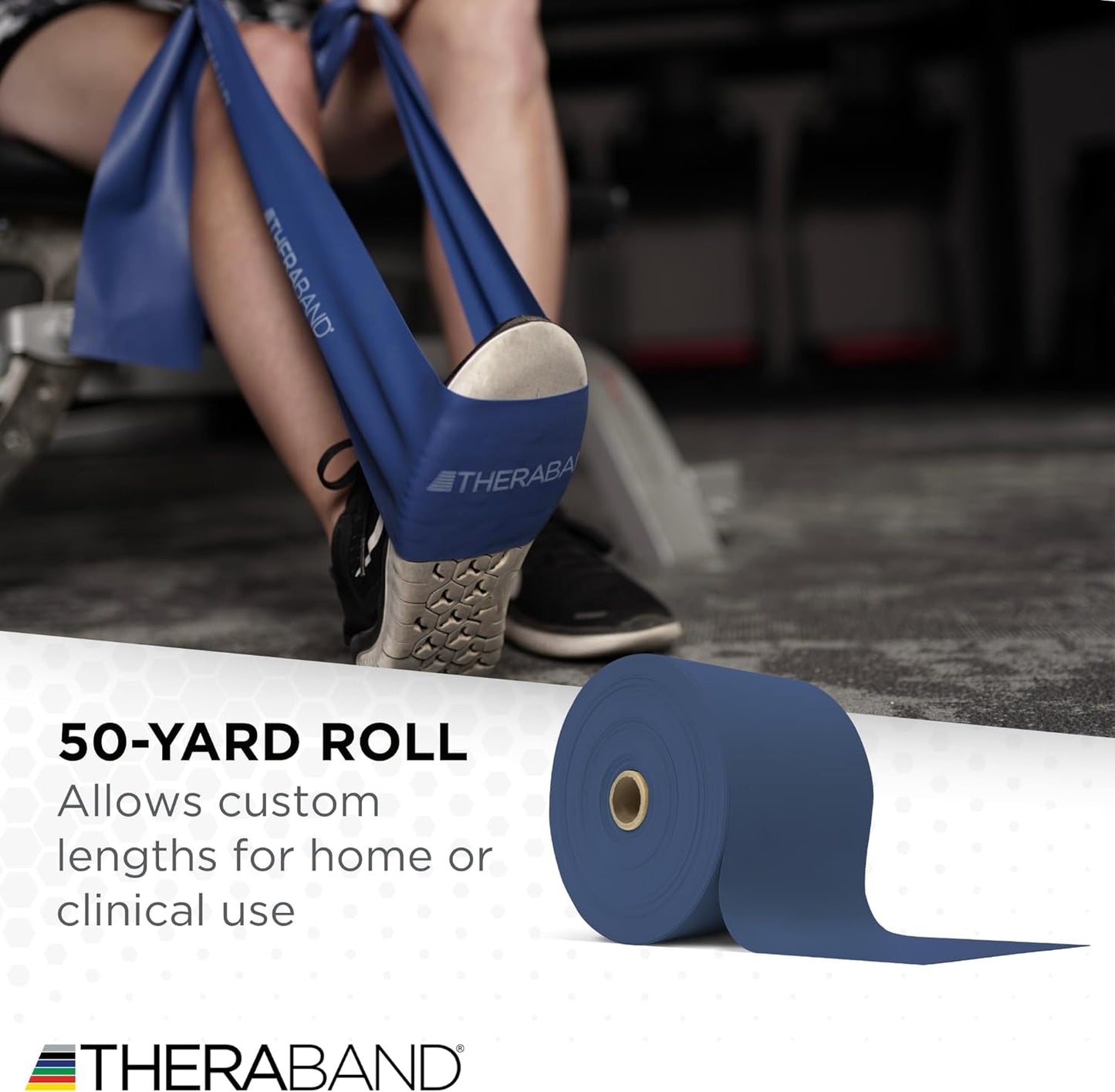 THERABAND Resistance Bands, 50 Yard Roll Professional Latex Elastic Fitness Band For Upper & Lower Body & Core Exercise, Physical Therapy, Pilates, Yoga, Stretching, Home Workouts, & Rehab