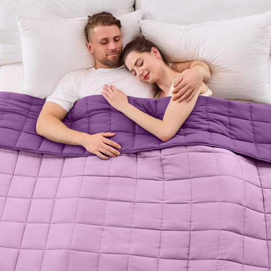 yescool Weighted Blanket for Adults (20 lbs, 88” x 104”, Purple) Cooling Heavy Blanket for Sleeping Perfect for 190-210 lbs, Queen Size Breathable Blanket with Premium Glass Bead, Machine Washable