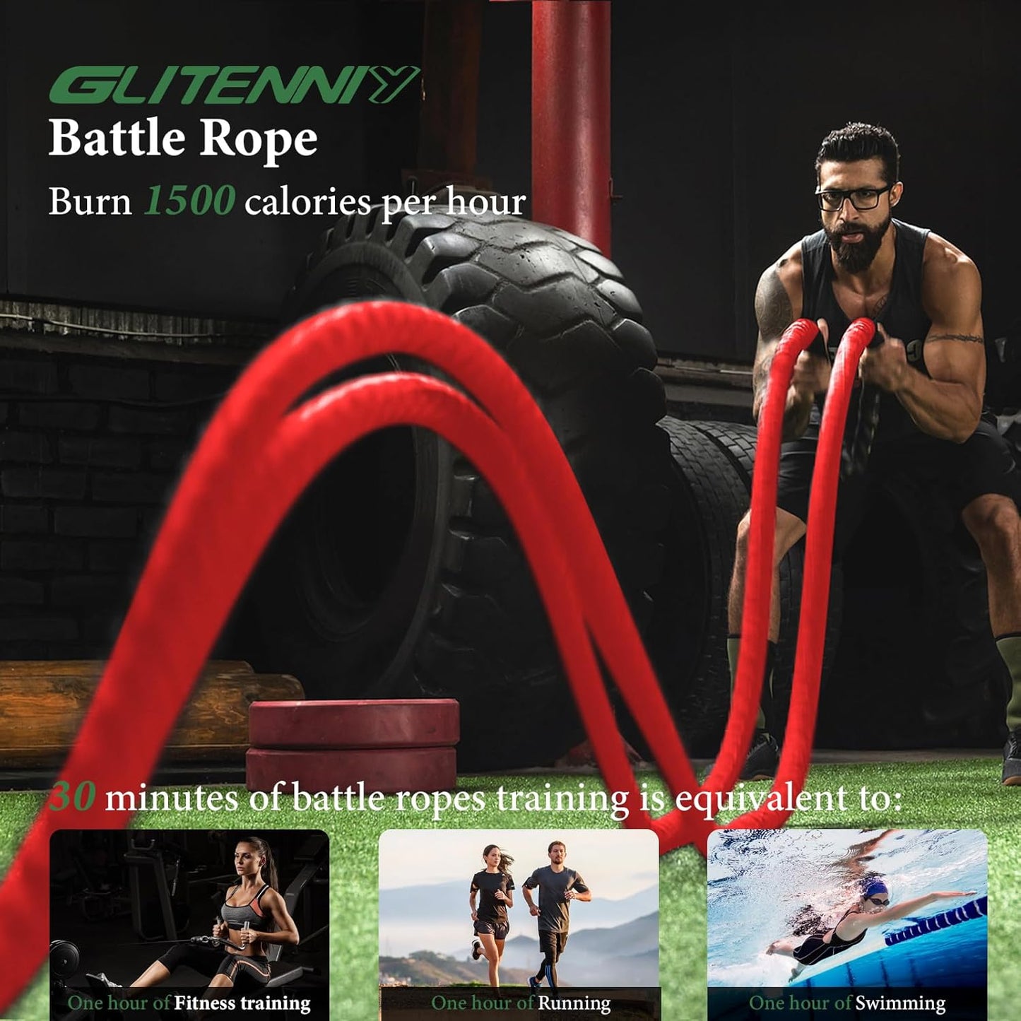 Battle Ropes Red Workout Rope 1.5inch Battle Ropes for Home Gym 30ft Exercise Ropes for Working Out Heavy Ropes for Exercise Training Weighted Rope Weighted Workout Rope Battle Rope