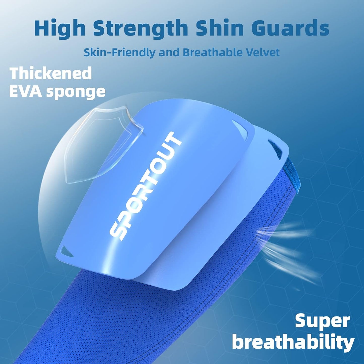 Sportout Soccer Shin Guards - Shin Guards Soccer Kids Youth Adult Protective Shin Pads with Sleeves and Insert Pocket for Boys Girls for Age 4-6, 6-8, 8-10,10-12,12-14,14-Adult