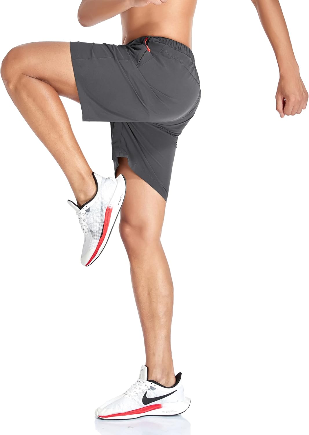 Men's Gym Shorts Sports Quick Dry Workout Running or Casual Training Short with Zipper Pockets