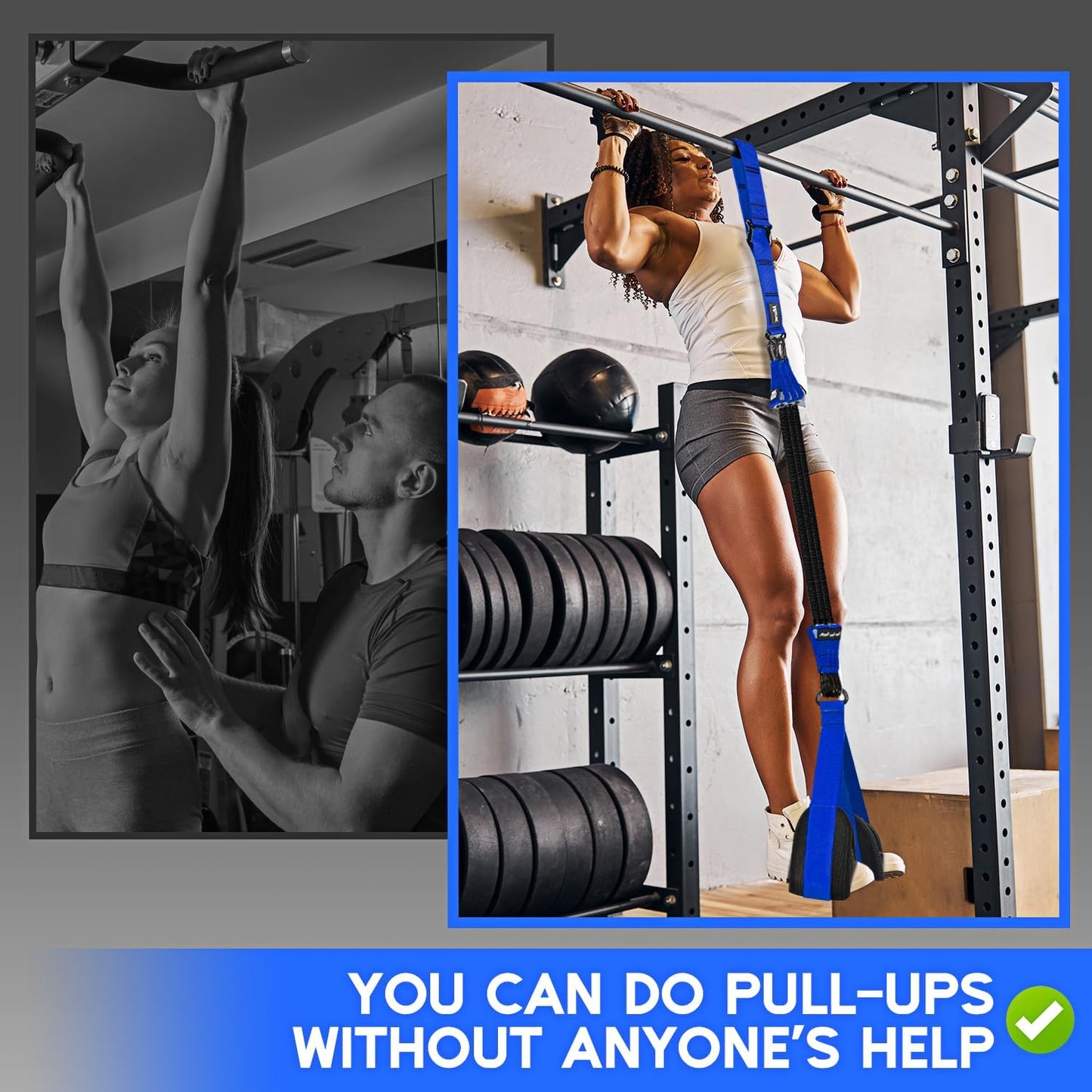 Pull Up Assistance Bands, Adjustable Heavy Duty Resistance Band for Pull Up, 3 Pull Up Bands, Comfortable Fabric Feet/Knee Rest, Assistance Bands for Pull-Up, Home Fitness, Body Stretching