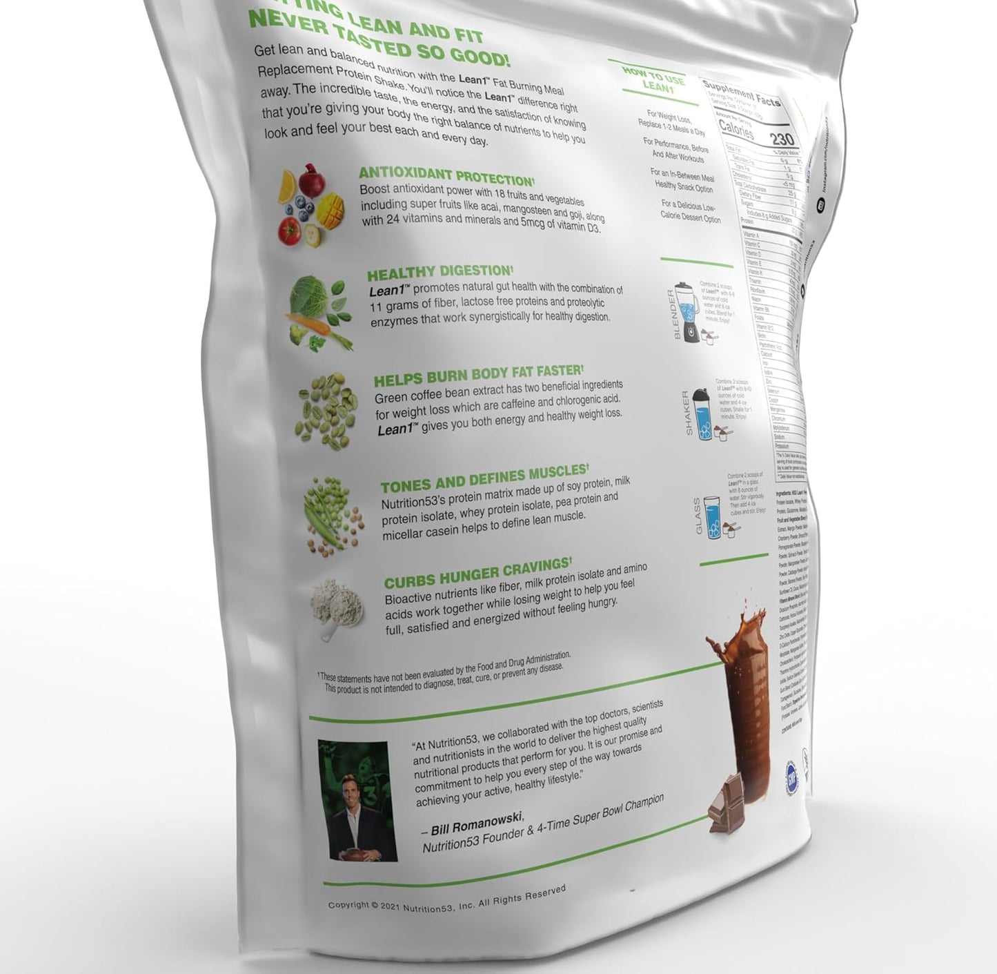 Lean1 Chocolate 5 Pound (37 Servings), Fat Burning Meal Replacement