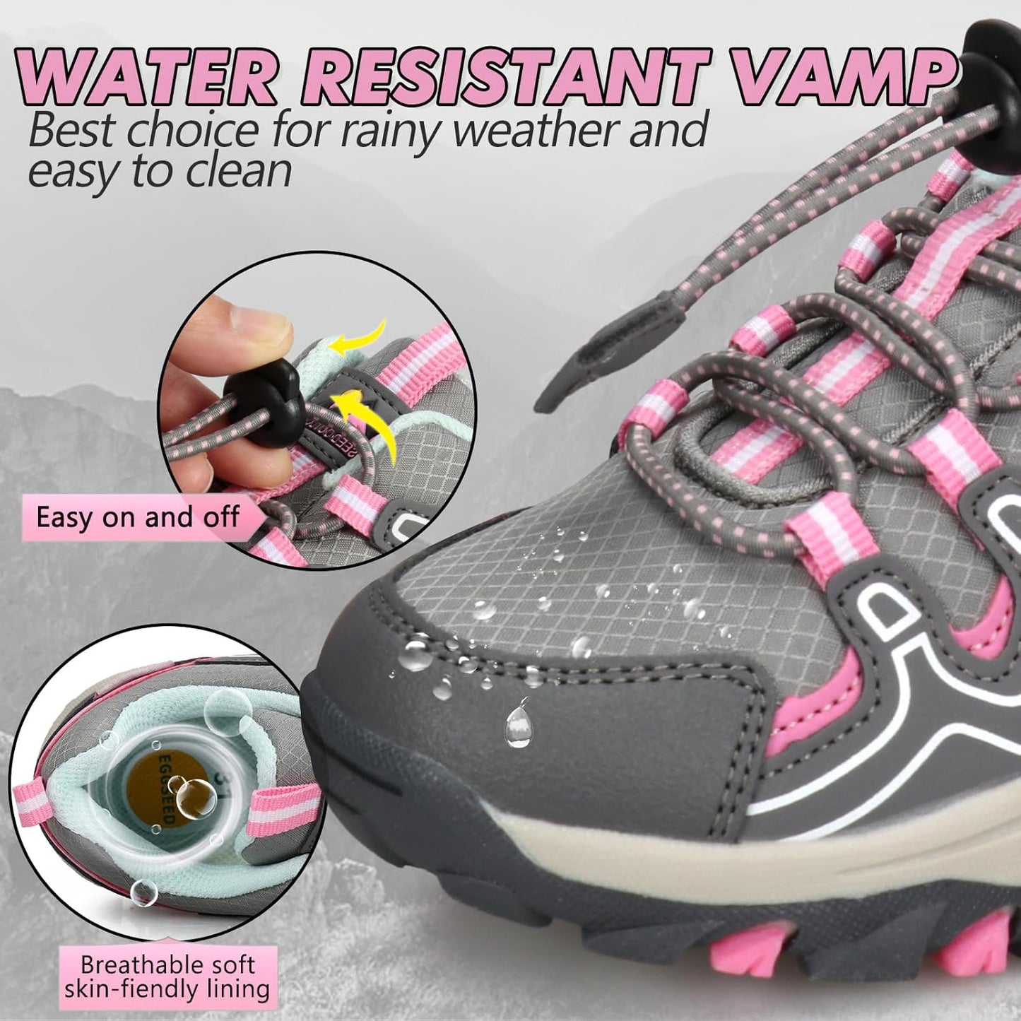 UOVO Boys Girls Hiking Shoes Kids Waterproof Running Trail Fashion Sneakers Breathable Lightweight Non-Slip Outdoor Walking Sports Shoe(Little/Big Kids)