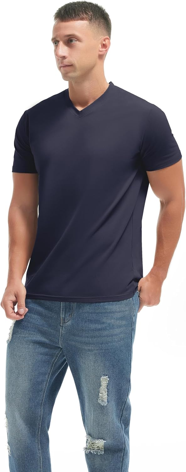VEIISAR Premium V Neck T Shirts for Men - Modern Fitted Tees Vneck Undershirts