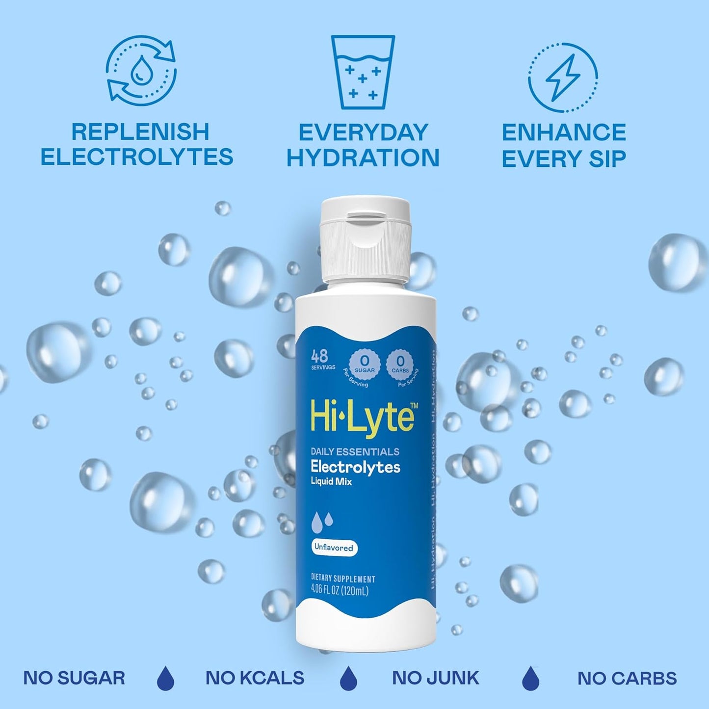 Hi-Lyte Electrolytes for Fasting, Immune Support and Rapid Hydration | 48 Servings | NO Calories NO Sugar | 20%+ More Potassium, Magnesium & Zinc