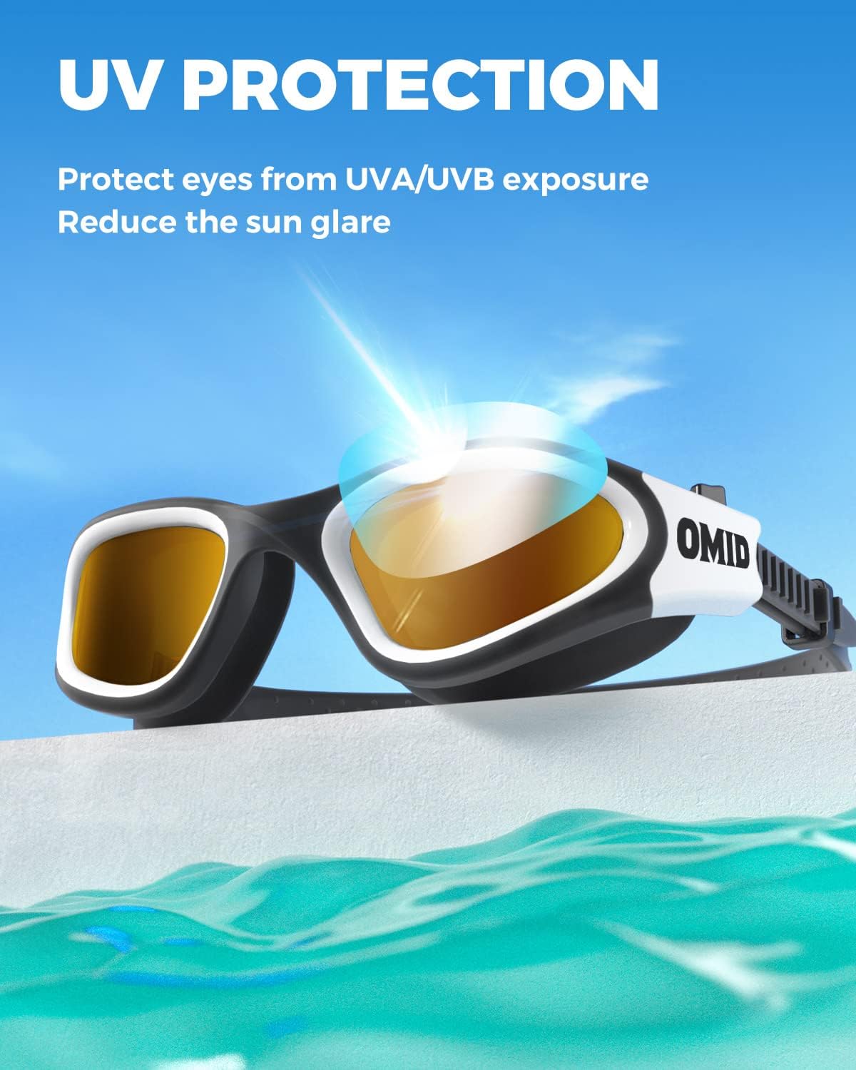 OMID Swim Goggles, P2 Polarized Swimming Goggles for Men Anti-fog Goggles Swimming for Adult Women