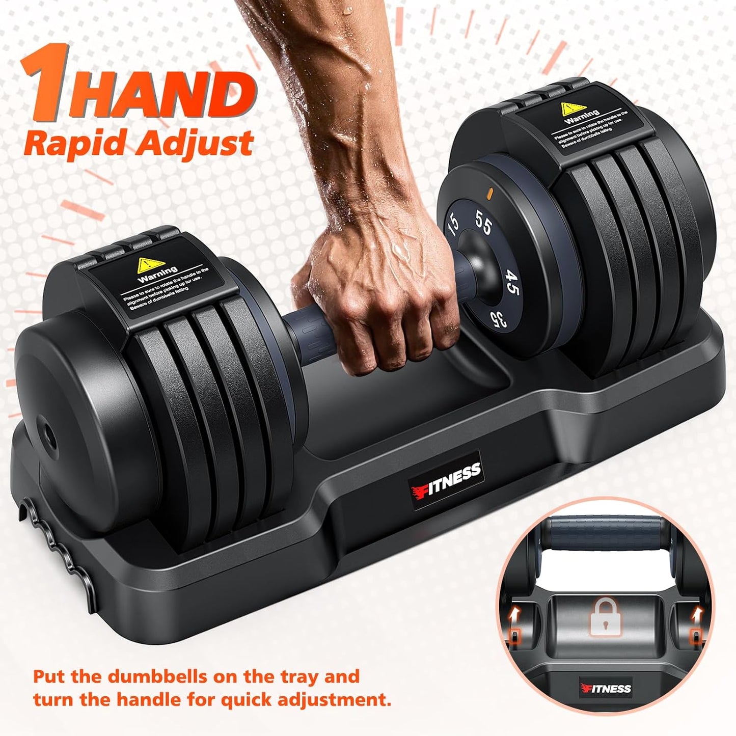 Adjustable Dumbbells Set of 2, 1 Hand Adjustable Weights Dumbbells Set, 5 in 1/10 in 1 Free Dumbbell with Anti-Slip Texture Handle, 25/55/80lb Pair Weight Set For Home Gym Suit both Men and Women