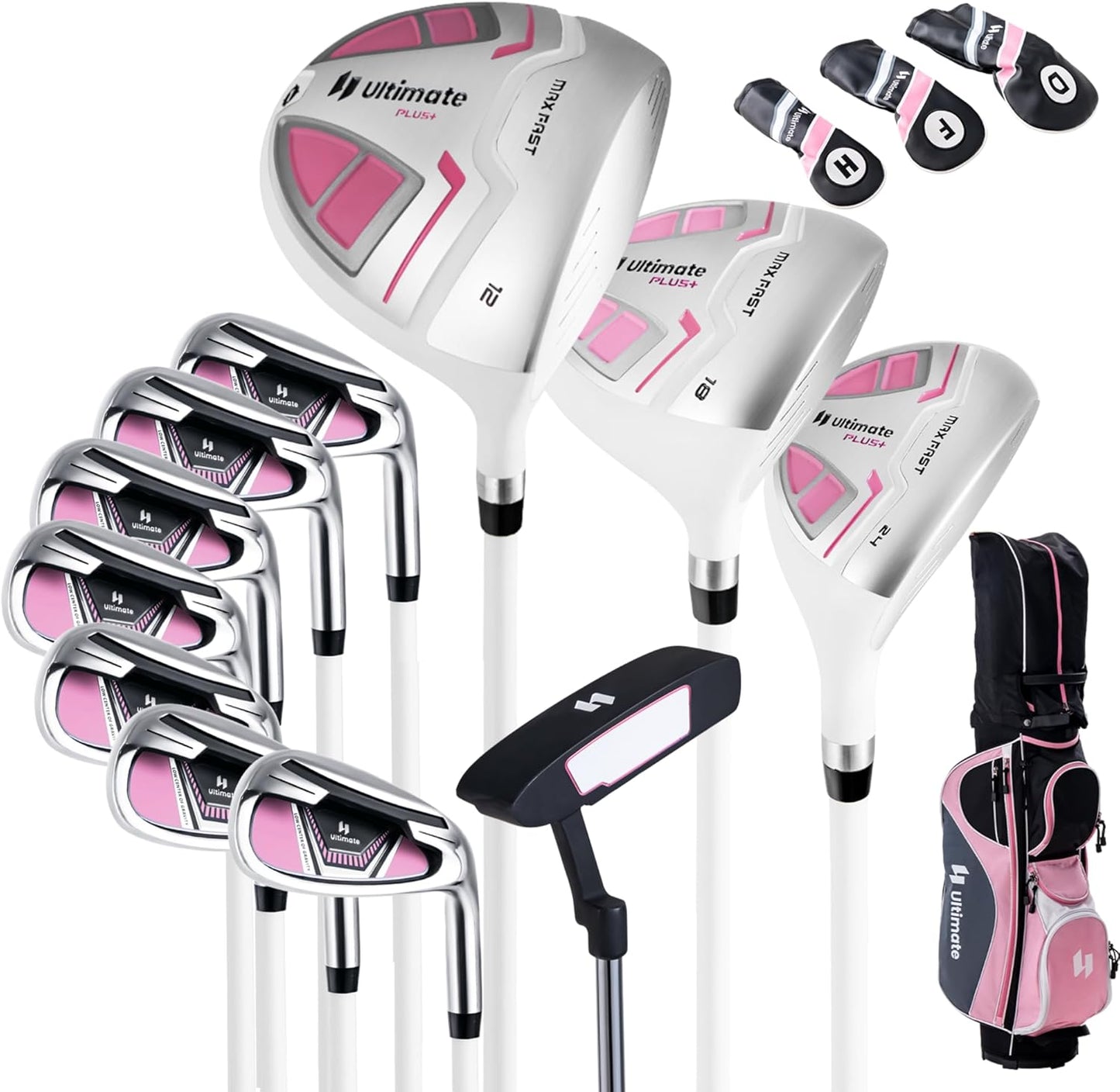 Tangkula 9/10/12 Pieces Women's Complete Golf Clubs Set, Golf Club Package Set with 460CC Driver, Fairway Wood & Hybrid, Irons, Putter, Portable Regular Golf Club Set