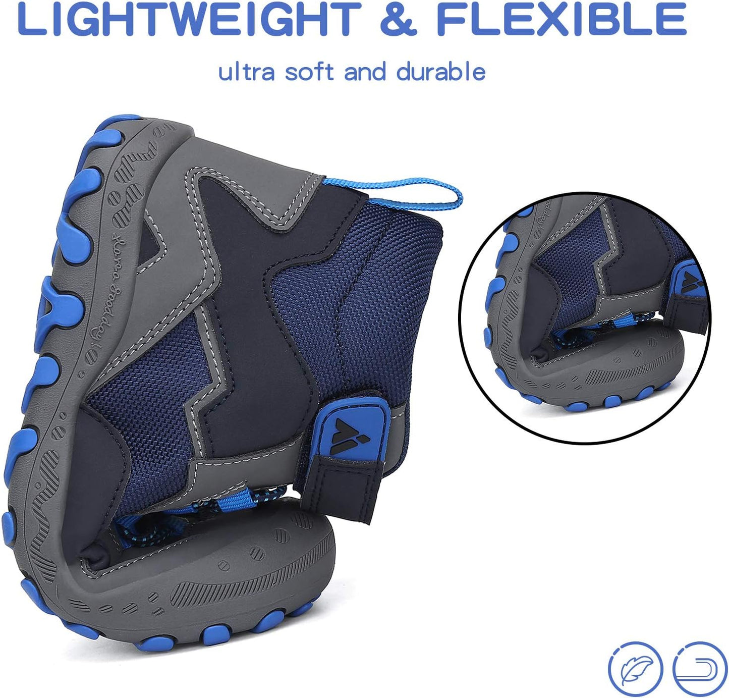 Mishansha Kids Water Resistant Hiking Boots, Boys Girls Anti Collision Anti-Skid Athletic Outdoor Adventure Trekking Shoes