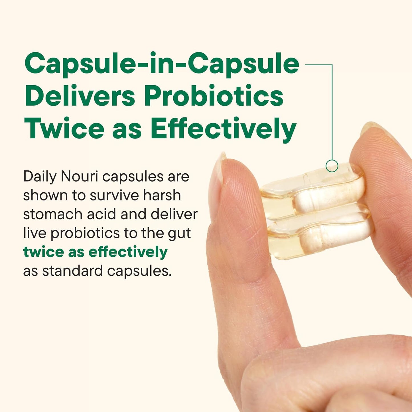 Nouri Daily Stress Support Probiotic for Women & Men | Supports Cortisol Management, Stress Relief, Mood, Digestion & Gut Health | 3 Clinically Studied Strains + Vegan Omega Oil | 30-Day Supply