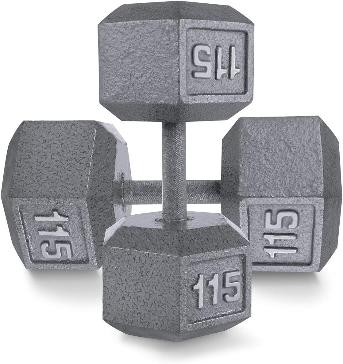 WF Athletic Supply Cast Iron Solid Hexagon Gray/Black Dumbbells, Strength Training Free Weights Set of 2 for Women and Men, Hand Weights Sold by Pairs, Multi-Select Size Options Available