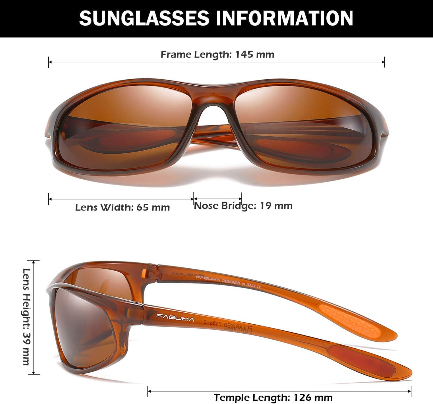 FAGUMA Polarized Sports Sunglasses For Men Cycling Driving Fishing UV400 Protection