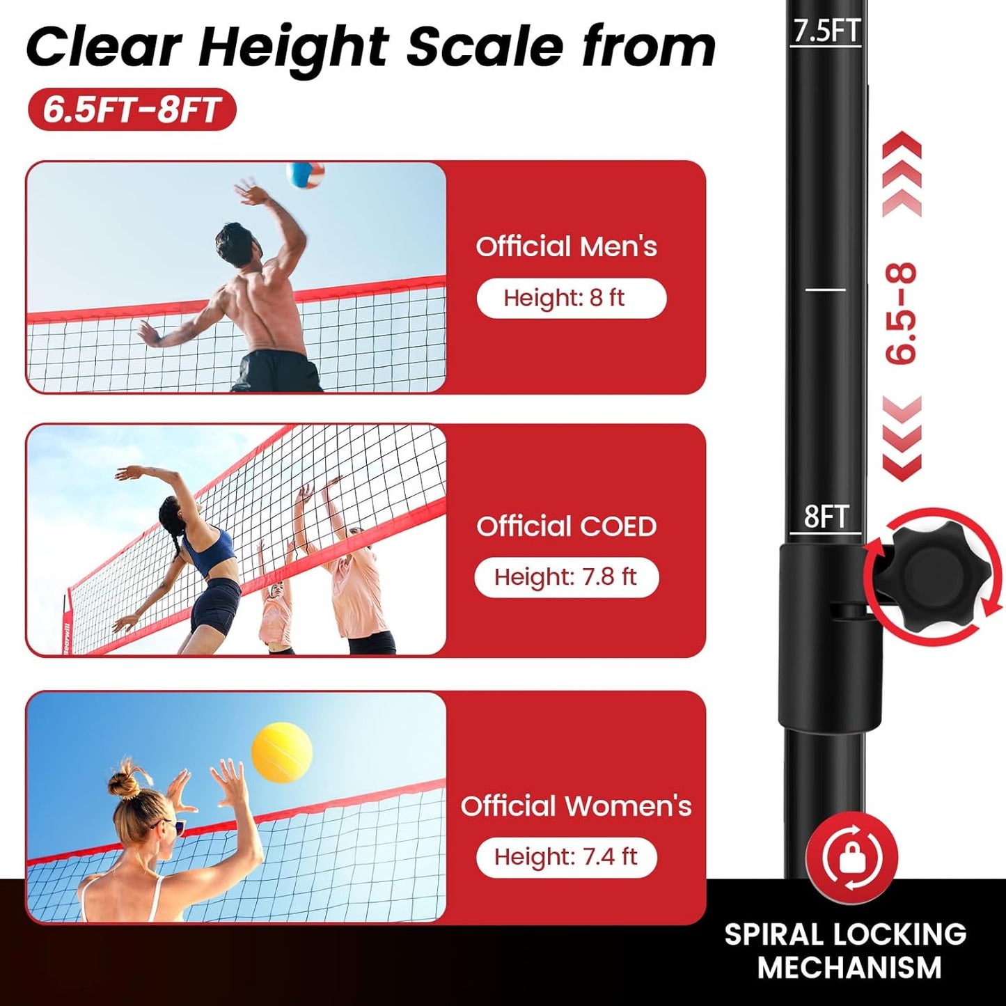 Volleyball Training Equipment, Volleyball Practice Net System Update Freely Adjustable, Portable Volleyball Net for Backyard Indoor Outdoor Hitting Serving Passing Practice
