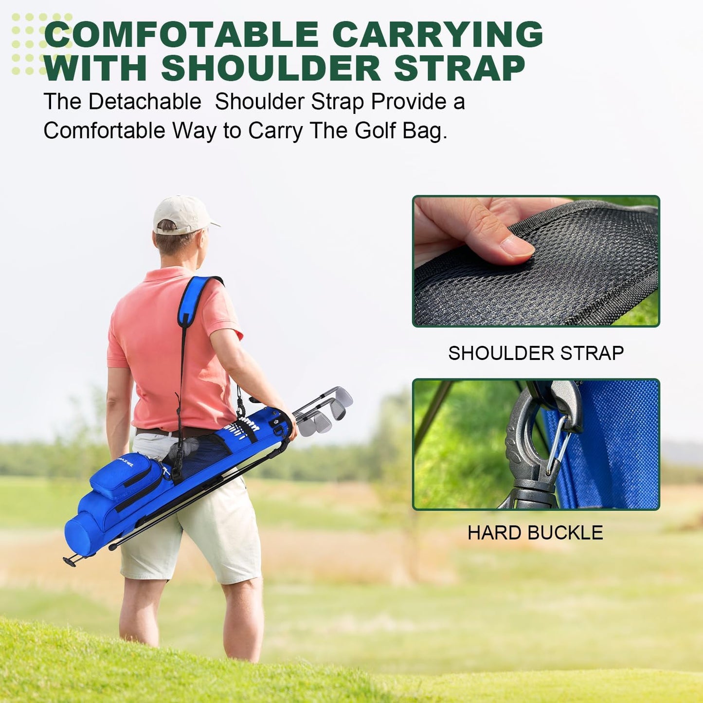 MAZEL Lightweight Golf Bag for Men – Easy to Carry Golf Clubs Bag with Shoulder Strap,Pitch n Putt Golf Stand Bag for Driving Range,Par 3 and Executive Courses - Fit Up to 8 Clubs