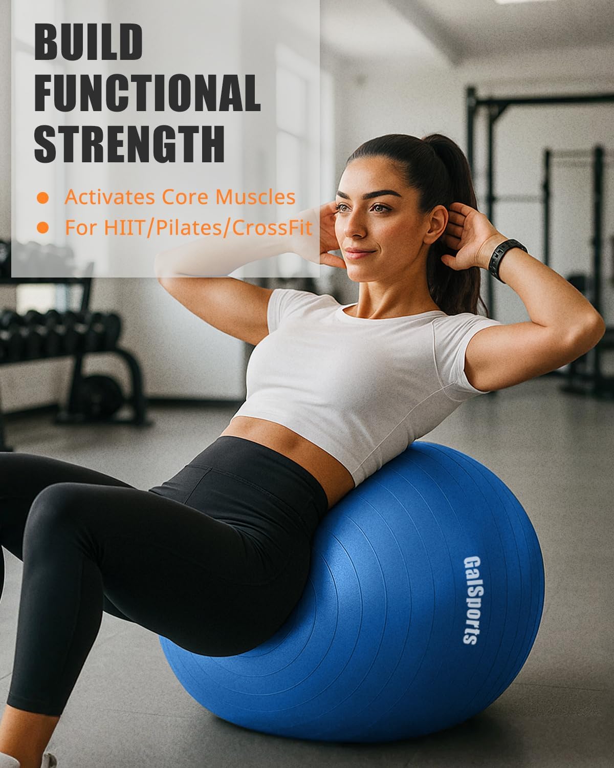 GalSports Anti-Burst Slip Resistant Stability Ball - Swiss Ball for Home Gym & Physical Therapy