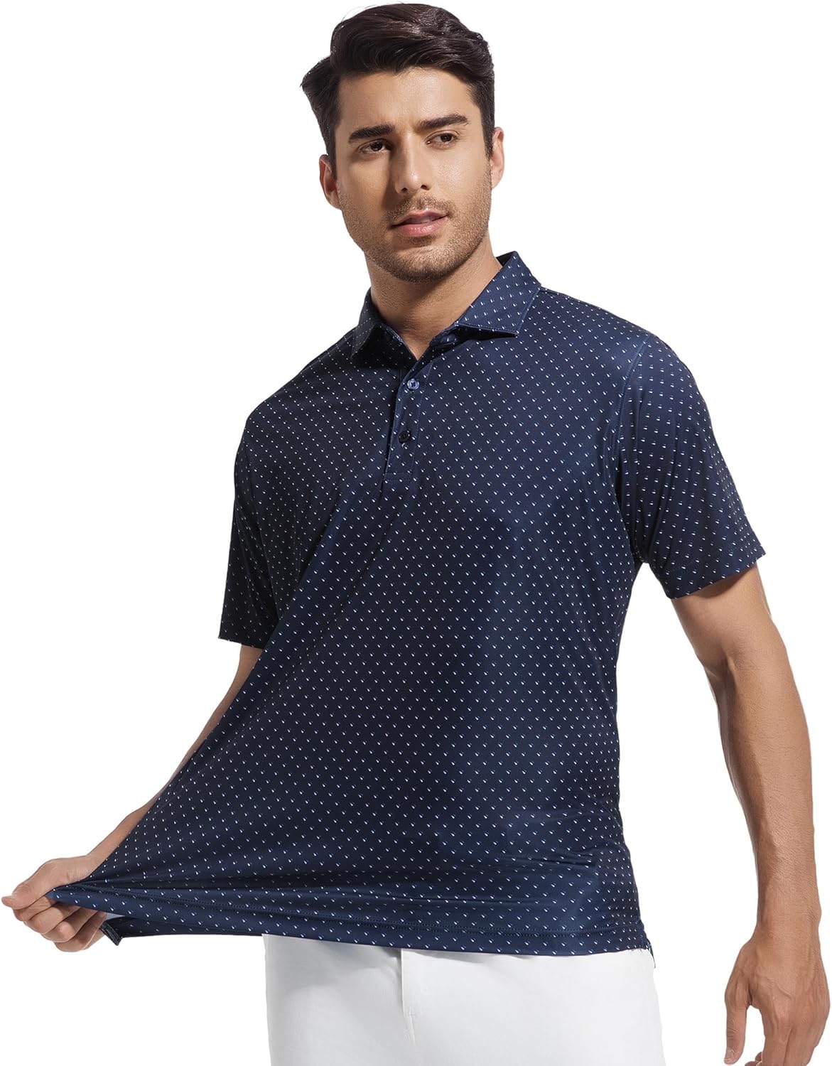 SAMERM Mens Golf Shirts Short Sleeve Dry Fit Performance Moisture Wicking Print Sport Polo Shirts for Men Casual