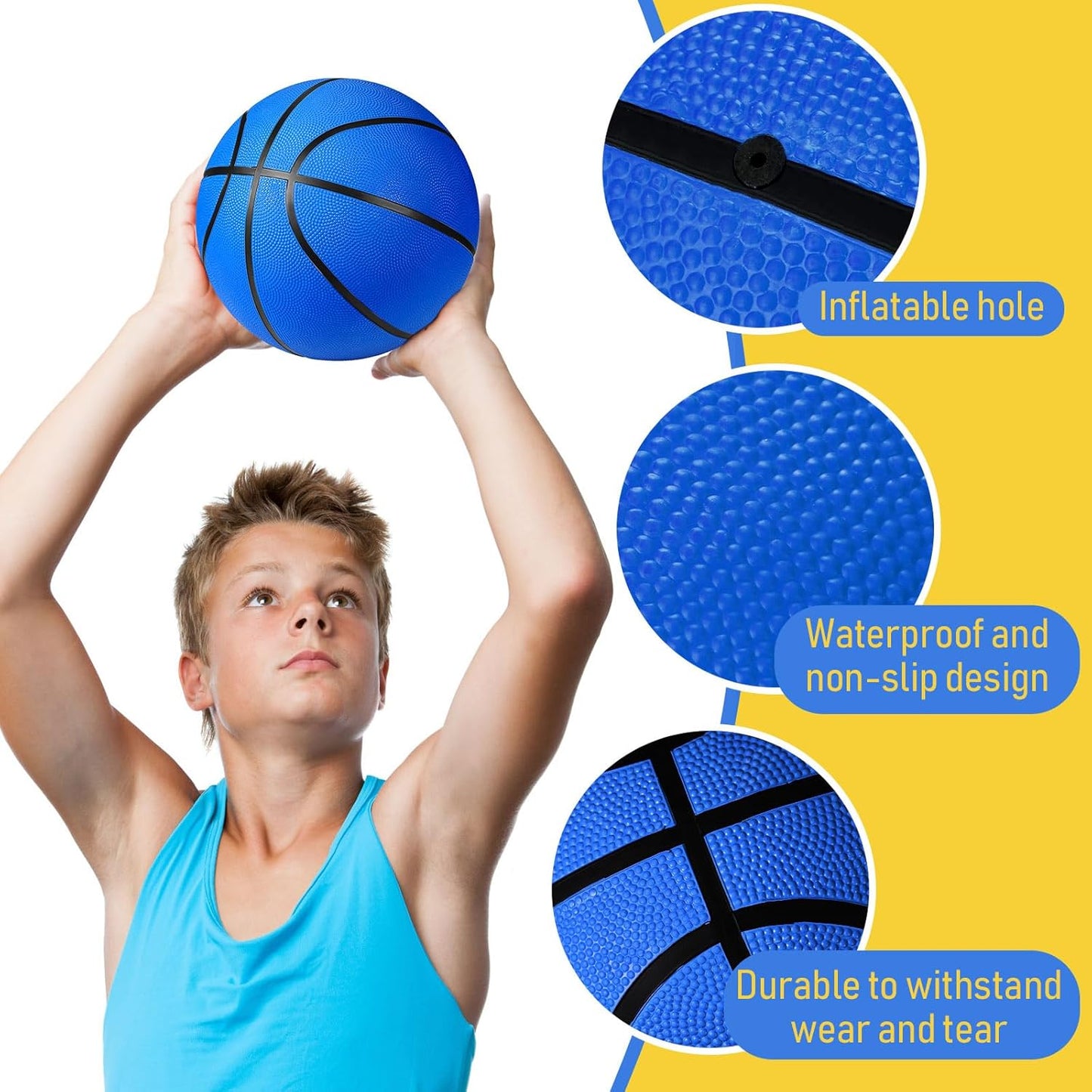 Jerify 12 Pack Official Size Rubber Basketballs for Kids Child Junior Youth Indoor Outdoor Sports Basket Balls with Pump Back to School Student Gifts Operation Christmas Bulk Items