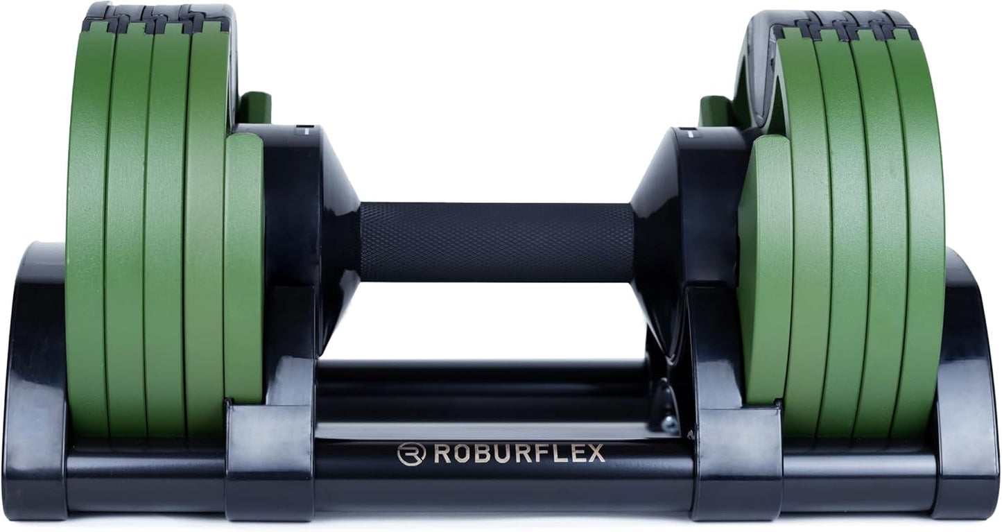Adjustable Dumbbell (Single) by ROBURFLEX for Workout Strength Training Fitness Home Gym