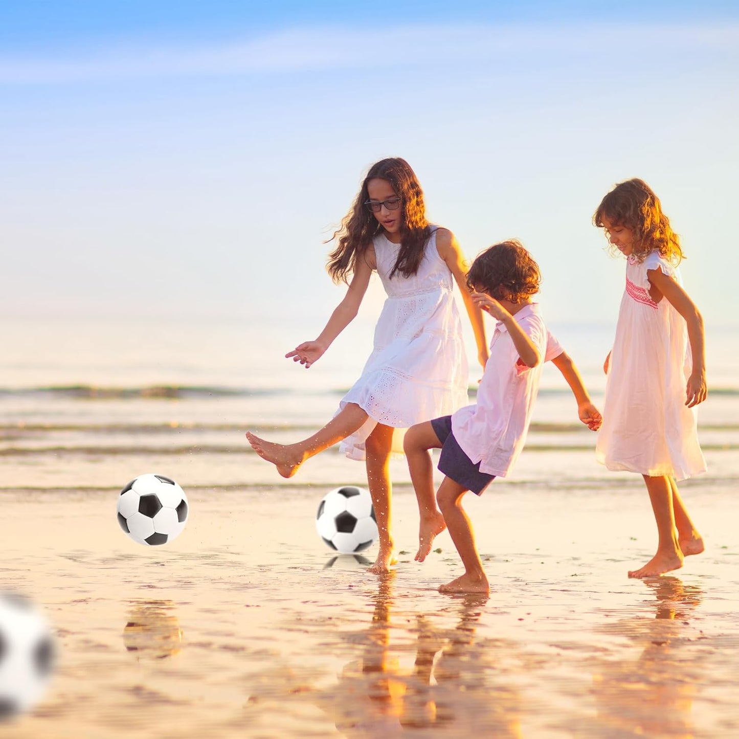 Soccer Ball Size 2 Size 3 Size 4 Size 5 with Pump - Single, 2 or 3 Pack - Official Size & Weight - Classic Indoor Outdoor Soccer Long-Lasting - Ideal Gift for Toddler Kids Boys Girls Youth Adult