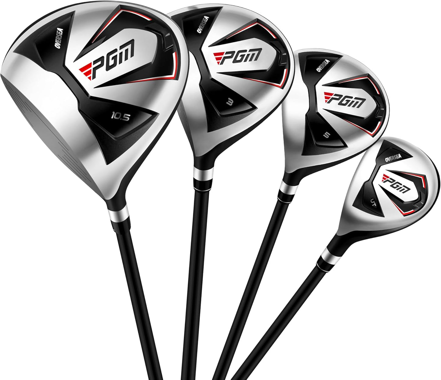 PGM Men's Oversea 9/12 Pieces Complete Golf Club Set with High-Strength Thin Face Design 460cc Driver High Forgiveness Ideal for Beginners