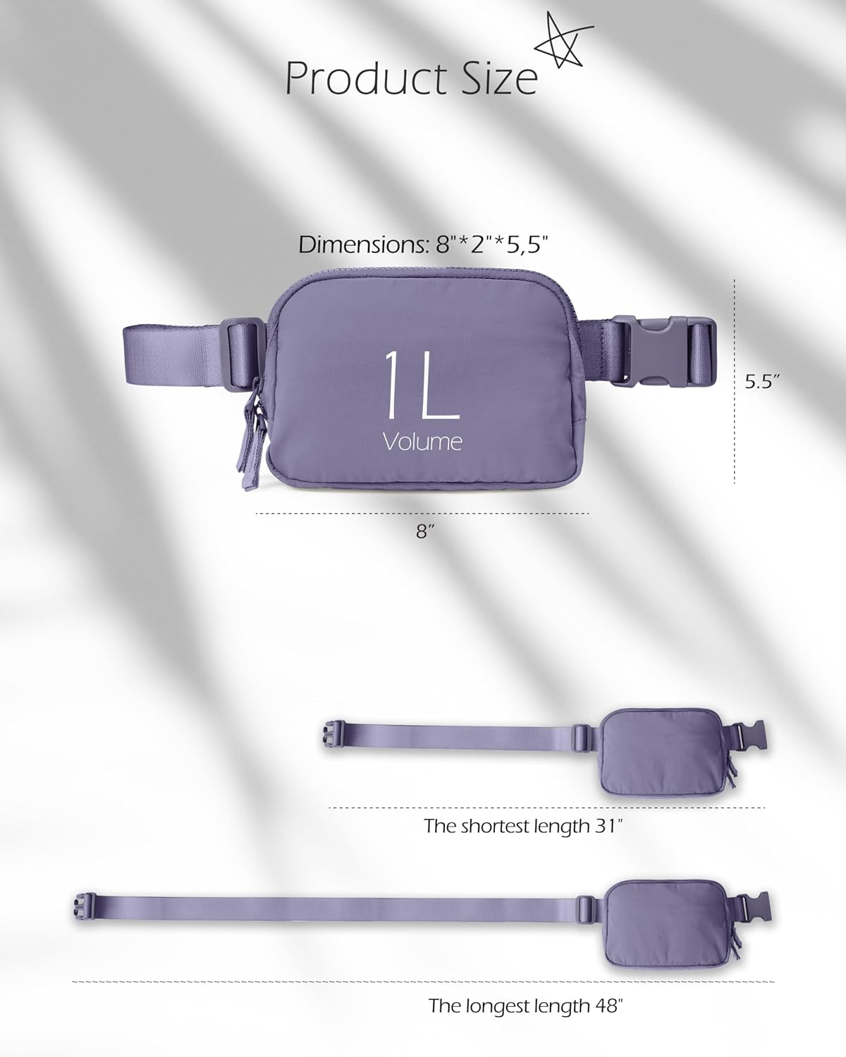 ODODOS Unisex Mini Belt Bag with Adjustable Strap Small Fanny Pack for Workout Running Traveling Hiking, Ultra Violet