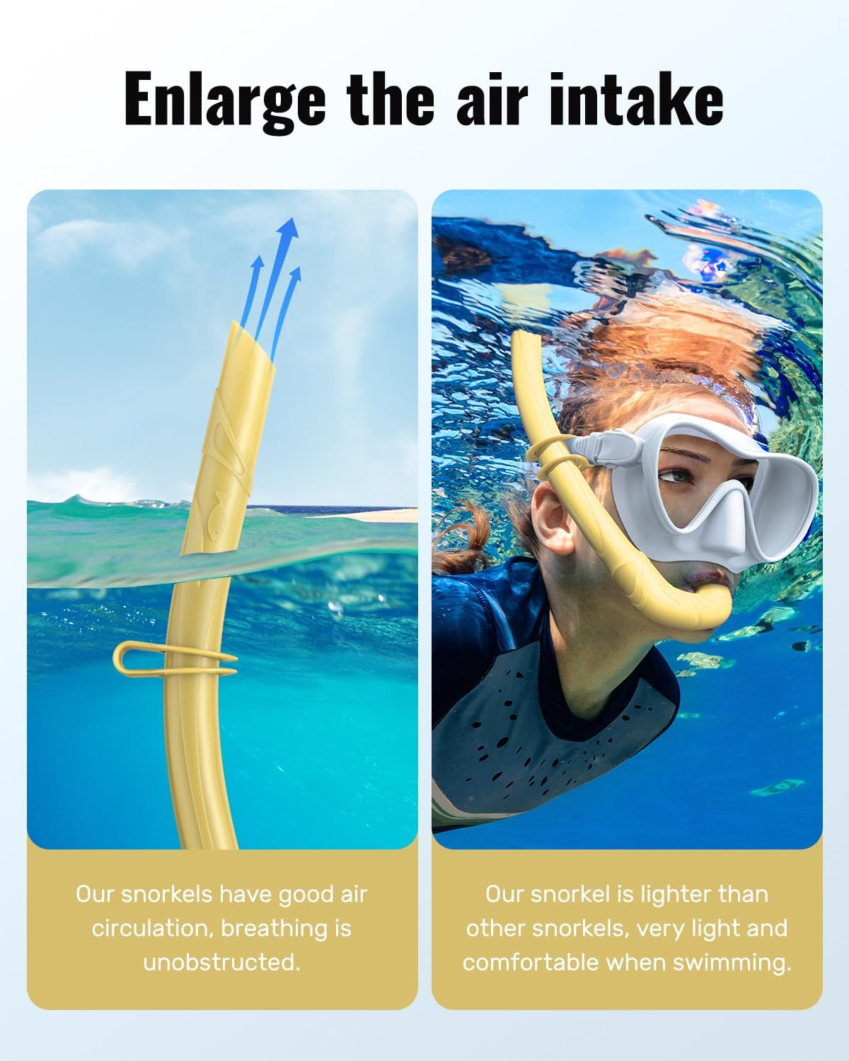 W WSTOO Adults Diving Snorkel Breathing Tube Silicone Flexible Foldable Snorkel Anti-Drop for Freediving Swim Training,Diving and Scuba Diving,Easy to Carry for Travel
