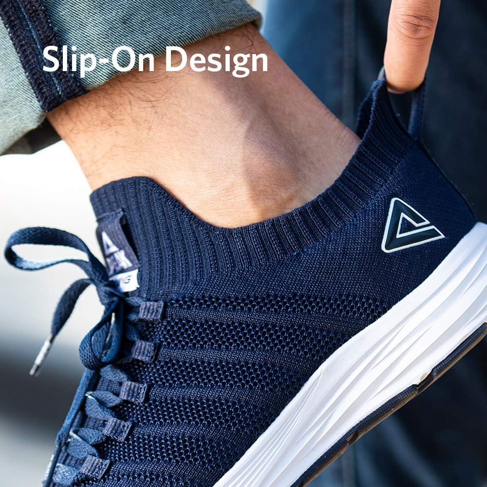 PEAK Mens Lightweight Walking Shoes Comfortable Slip On Sports Sneakers for Tennis, Gym, Running, Casual Workout