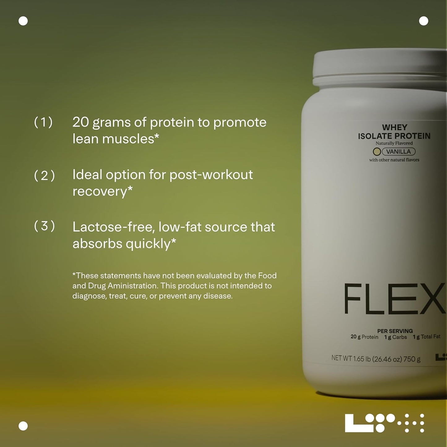 LTH Flex Whey Protein Isolate - Trusted by Life Time Fitness Members - Lactose-Free Protein Powder - NSF Certified for Sport - Low Fat, No Added Sugar & Low Carb - Vanilla (30 Servings)