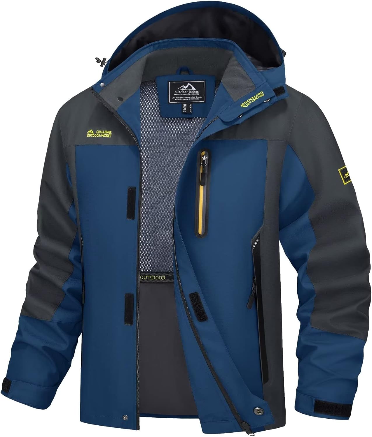 MAGCOMSEN Men's Hooded Windproof Water Resistant Rain Jacket Windbreaker 5 Pockets for Hiking,Fishing,Travel