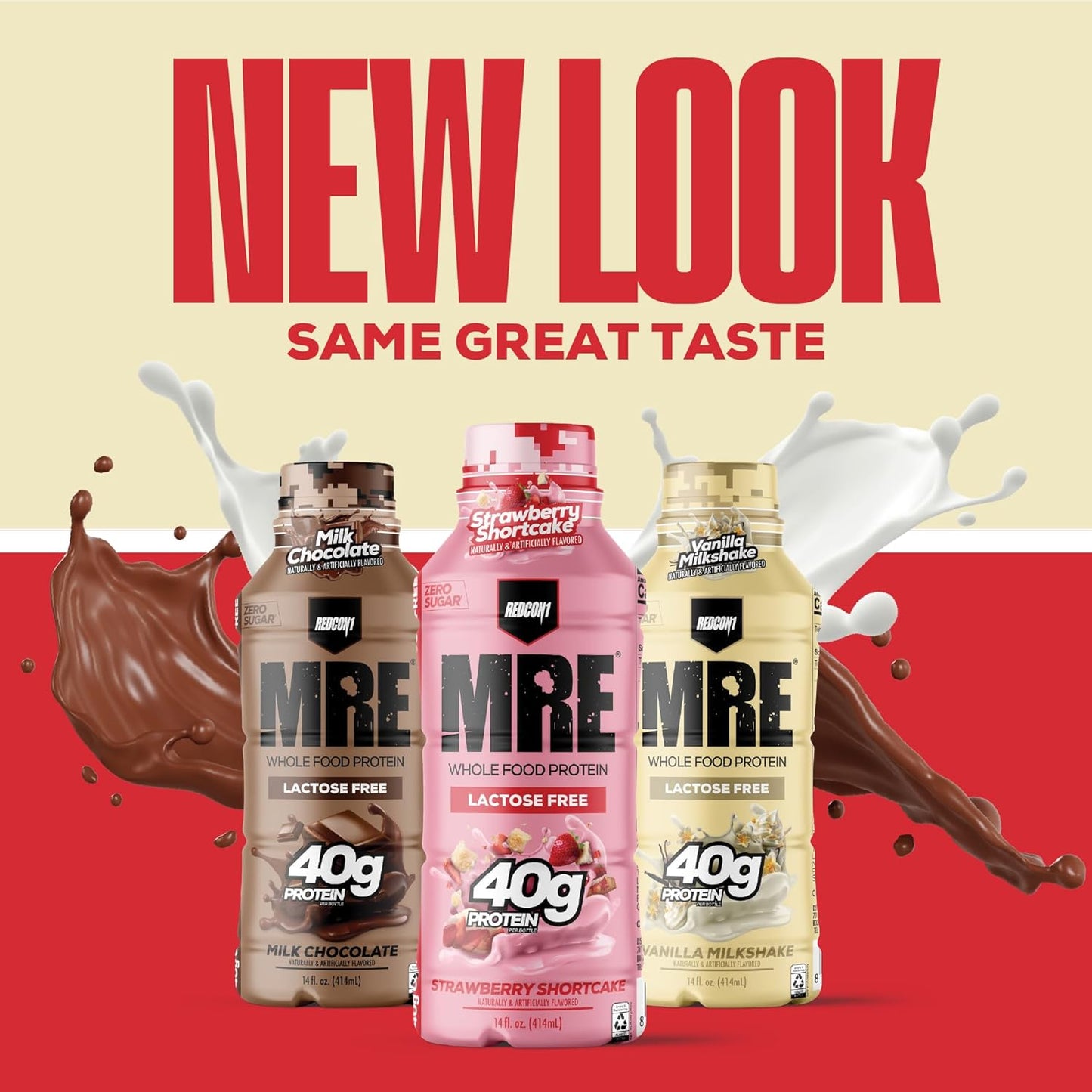 REDCON1 MRE Ready to Drink Protein Shake, Cookies & Cream - Lactose + Whey Free RTD 40gr Protein Made with Real Whole Food Protein Blends - Keto-Friendly and Easy to Digest Nutritional Shake (12 Pack)