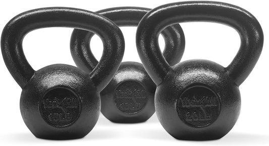 Yes4All Kettlebell Cast Iron Sets 5 - 10 - 15 - 20 - 25 - 30 lbs, Multi-Level from Beginners to Pros Kettlebell Set for Strength Training & Home Gym Equipment