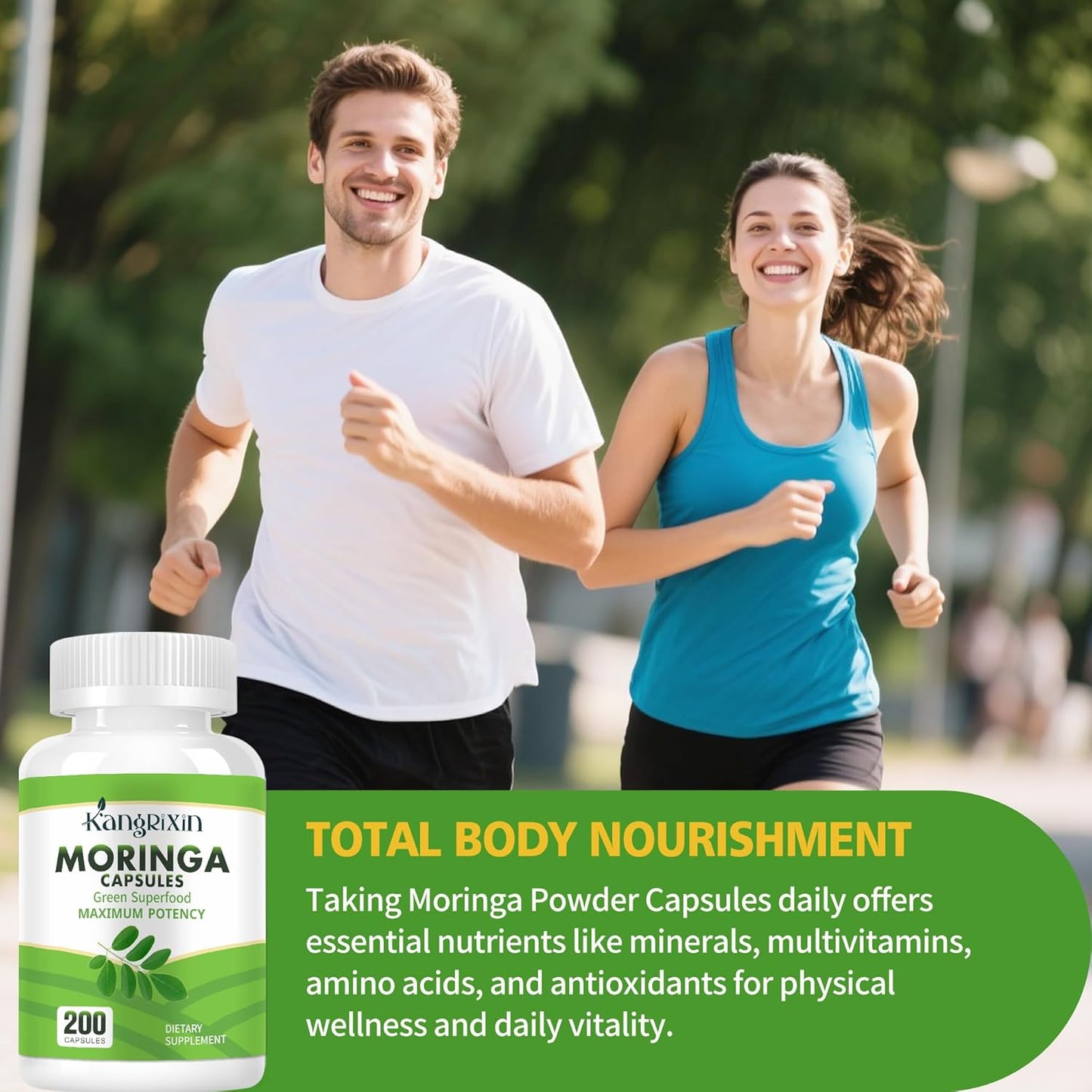 Moringa Capsules with Pure Moringa Powder | Skin Health and Immune Support | Non GMO, Gluten Free