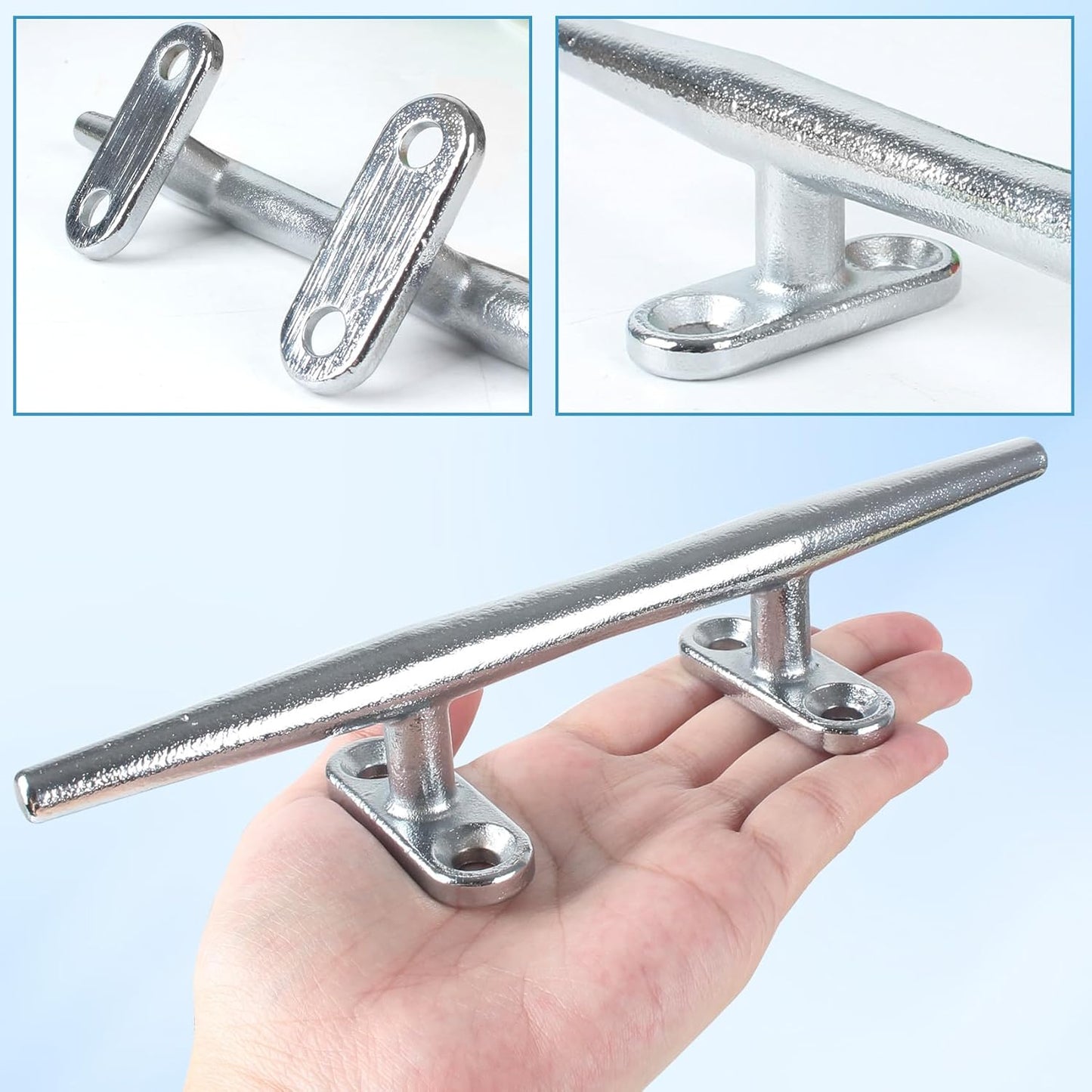 Chromium-Plated Boat Cleat, Boat Dock Cleats Open Base, Boat Cleats-Dock Cleat, Dock Cleats with Fasteners, Rope Cleat for Tying up Boats,Marine Decor(2Size,2Pack,4Pack)