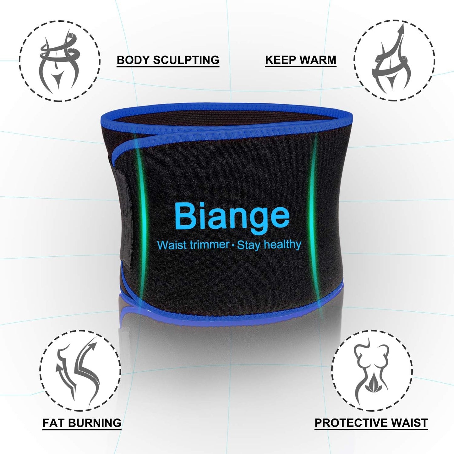 Biange Waist Trainer for Women Men Sweat Belt Waist Trimmer Belly Band Stomach Wraps