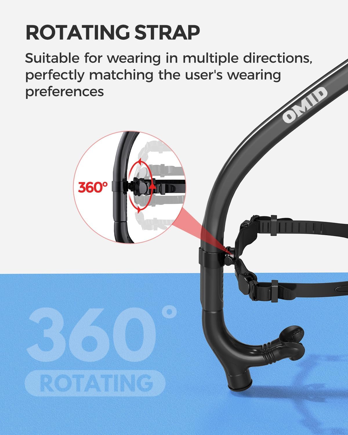 OMID SN1 Snorkel for Adult Youth, Diving Snorkel with One-Way Purge Valve, Food-Grade Silicone Mouthpiece