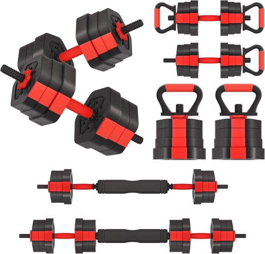VIVITORY Dumbbell Sets Adjustable Weights, Free Weights with Connector, Non-Rolling Adjustable Dumbbell Set, Barbell for Home Gym, Hexagon, Cement Mixture