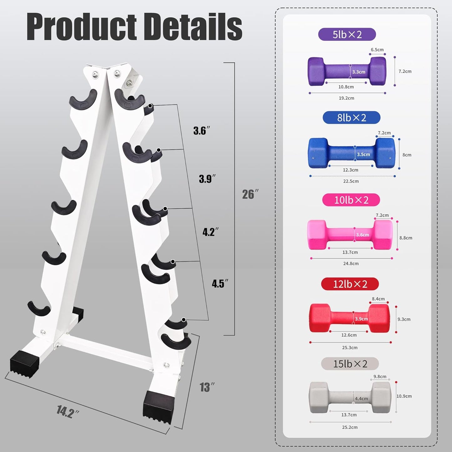 Ritafer 6-10 Pair Hex Rubber Dumbbell Set 350/450 and 550 lbs（5-50 lbs ）Hand Free Weight for Strength Coated Encased Iron Weights with Dumbbells Storage Rack Home Gym